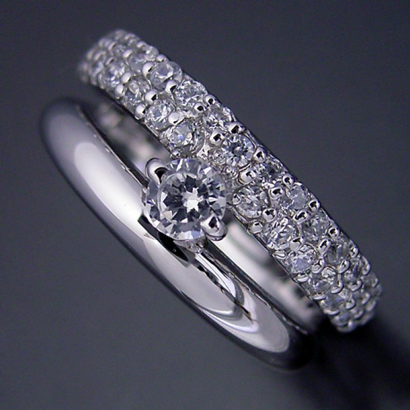 画像3: パヴェセッティングと甲丸リングを組み合わせた婚約指輪 (3)