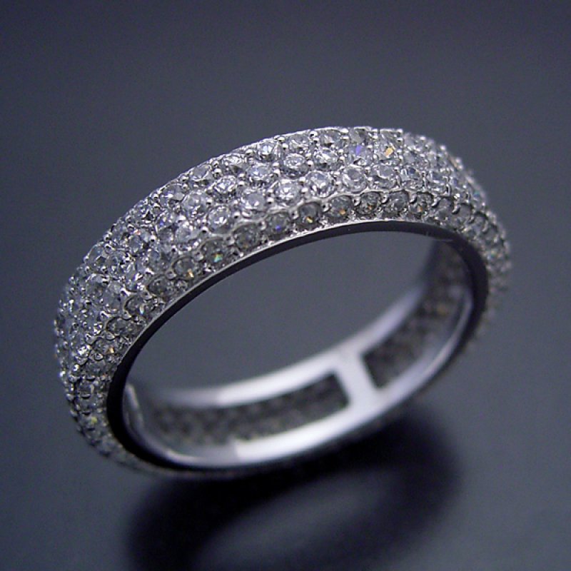 画像2: 平打ちリングがベースのフルパヴェセッティングエタニティリング (2)