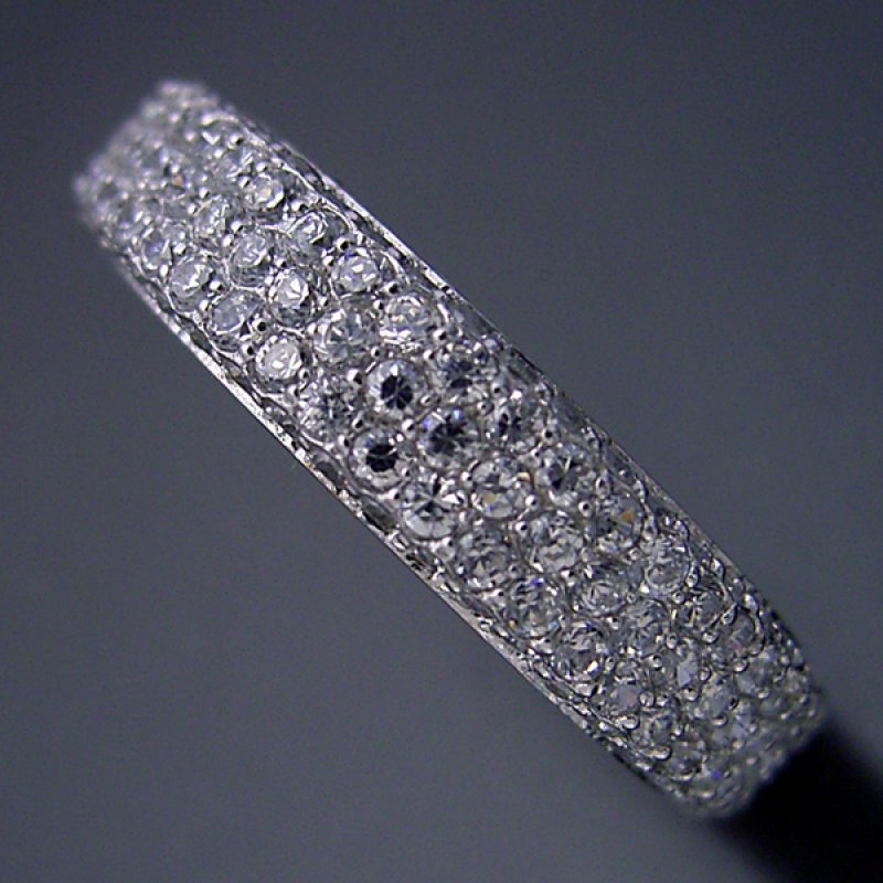 画像3: 平打ちリングがベースのフルパヴェセッティングエタニティリング (3)