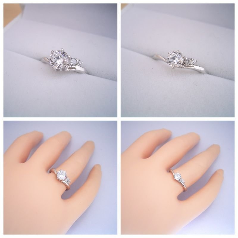 画像7: １カラット版：２つのサイドメレダイヤが凄く可愛い、ずっと作りたかった婚約指輪 (7)