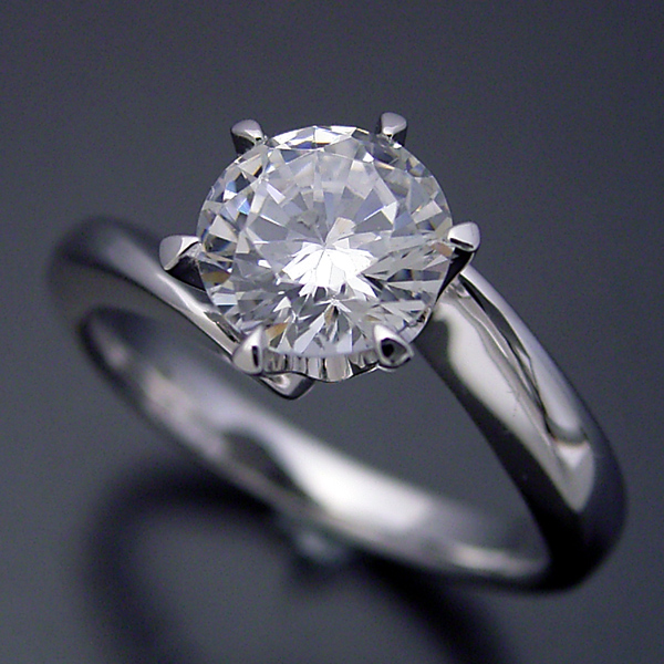 １カラット版：流れるデザインの6本爪タイプの婚約指輪