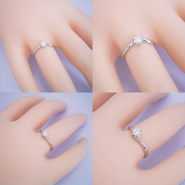 ６本爪Vラインデザインの婚約指輪