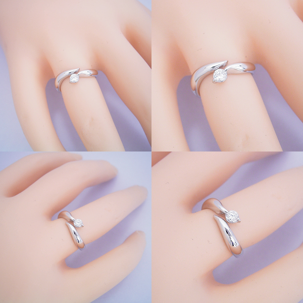 柔らかいラインでシンプルなデザインの婚約指輪